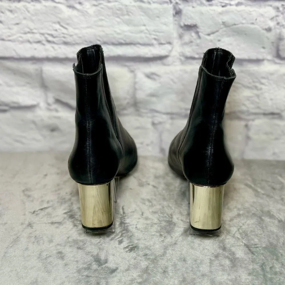 Zara Black & Silver Leather Chelsea Boots - Picture 4 of 6